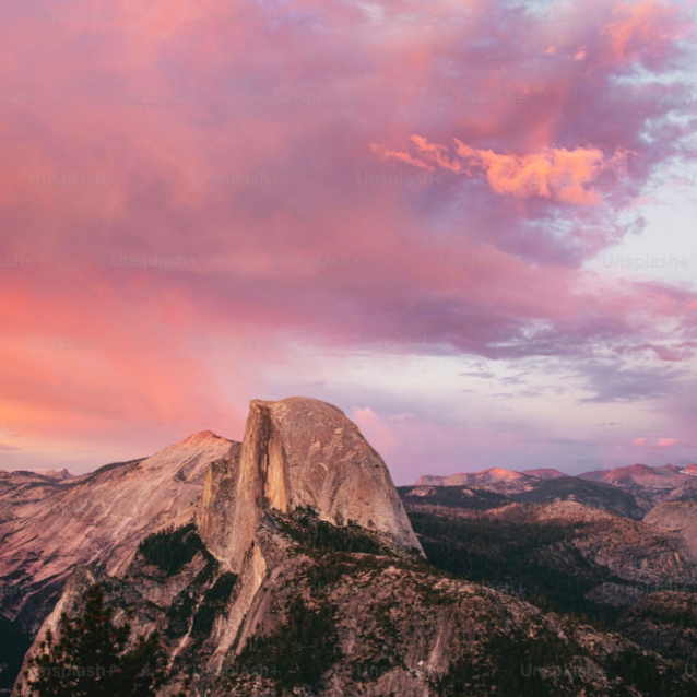 Mountain with pink tint
